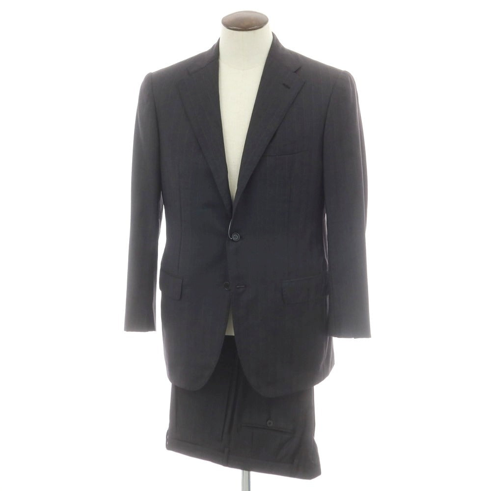 サルトリオ Sartorio ウール ストライプ 3つボタンスーツ チャコールグレー