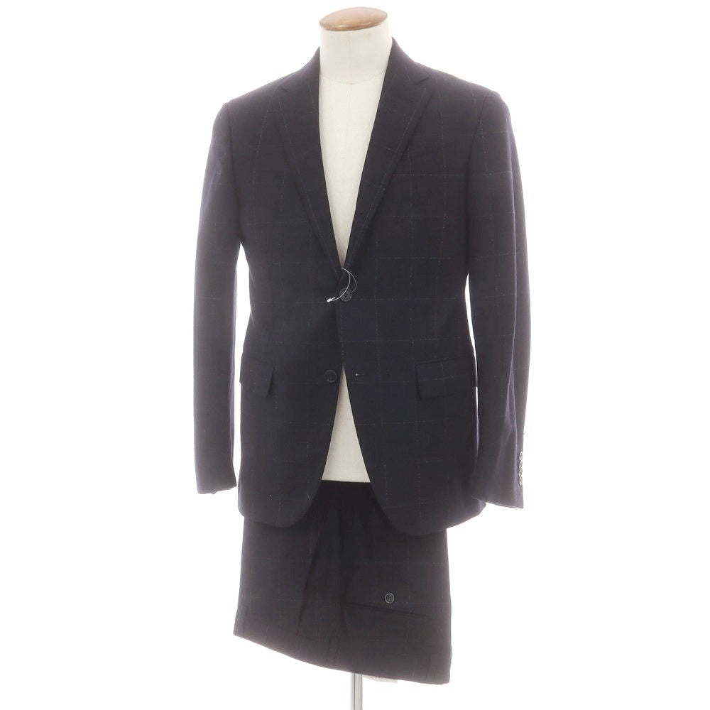 エルメネジルドゼニア Ermenegildo Zegna ウール チェック 3つボタンスーツ ネイビー