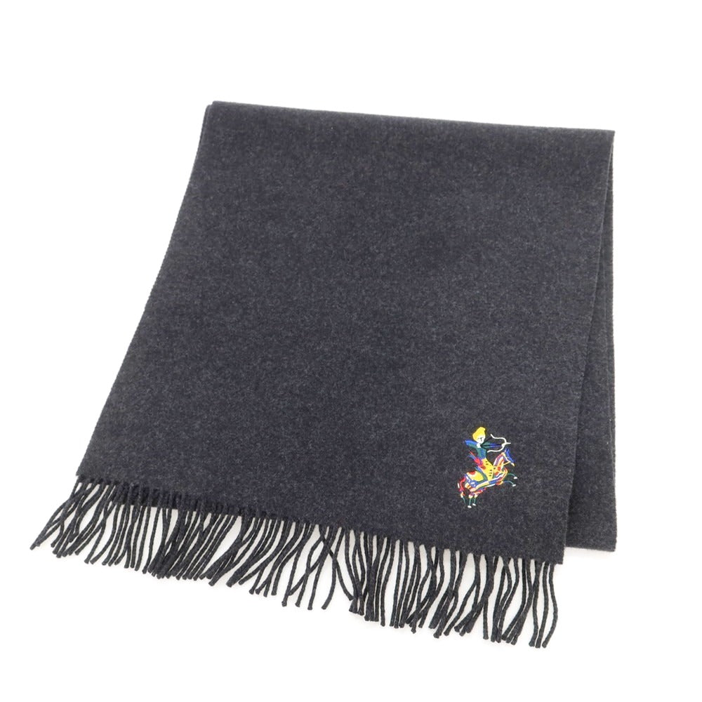 ドレイクス DRAKES ウールカシミヤ マフラー チャコールグレー