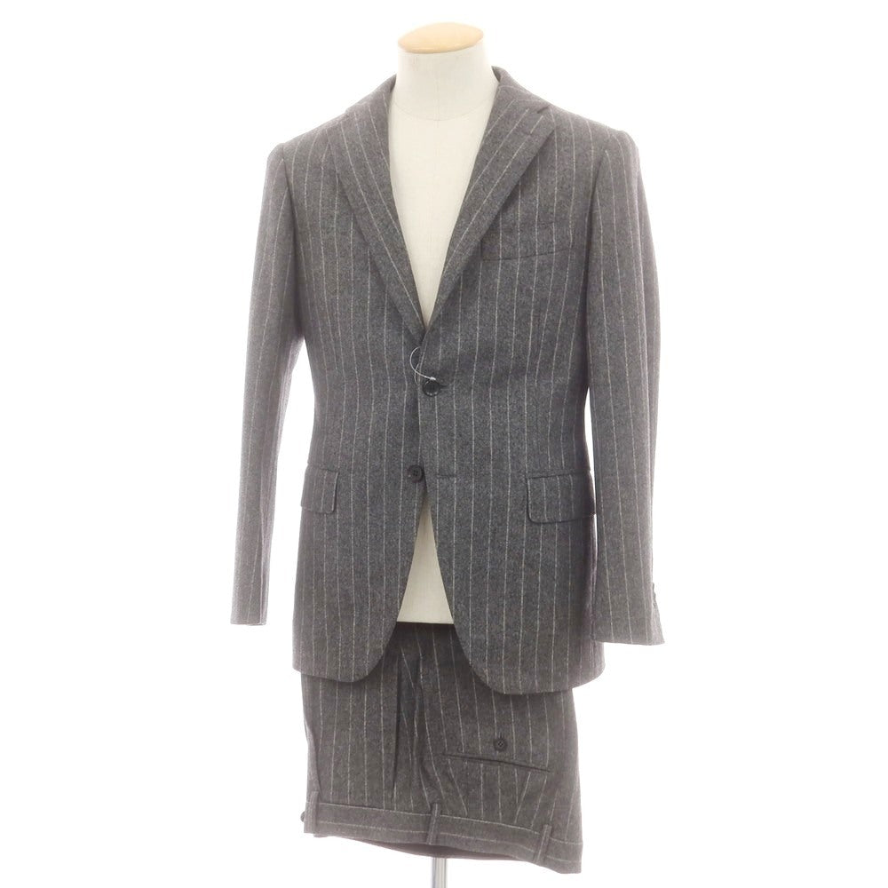 リングヂャケット RING JACKET custom made ウール ストライプ 3つボタンスーツ グレー