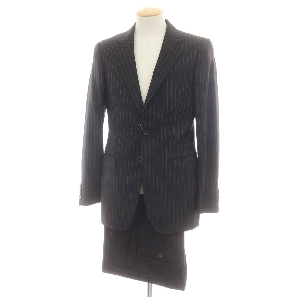 グッチ GUCCI ウール ストライプ 2つボタンスーツ ブラックxホワイト