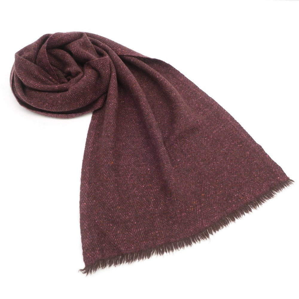 フランコバッシ FRANCO BASSI ウールカシミヤアンゴラ マフラー パープル系xブラウン