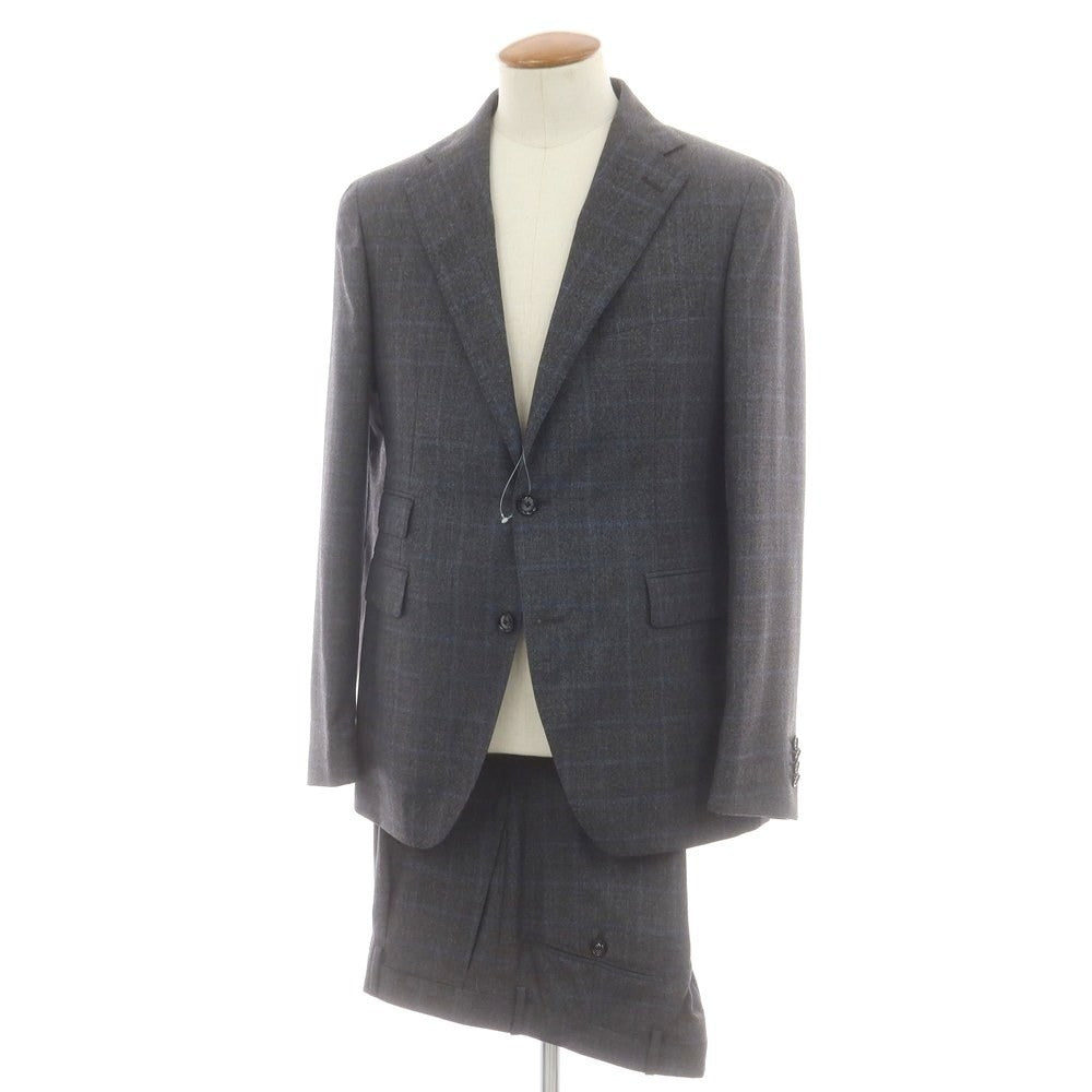 タリアトーレ TAGLIATORE ウール チェック 2つボタンスーツ ダークグレーxブルー