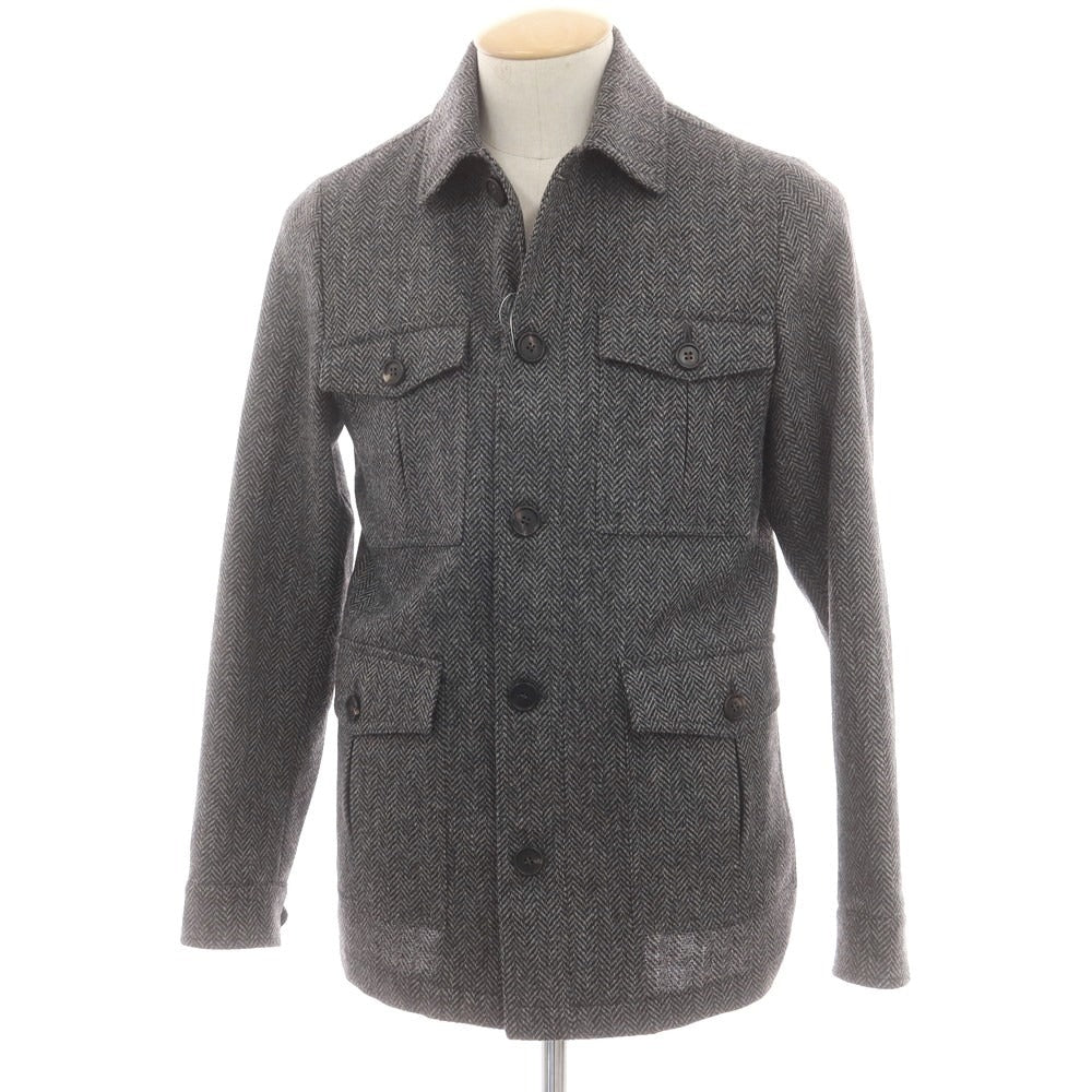 ルイジ ボレッリ Luigi Borrelli ヘリンボーンウール サファリジャケット