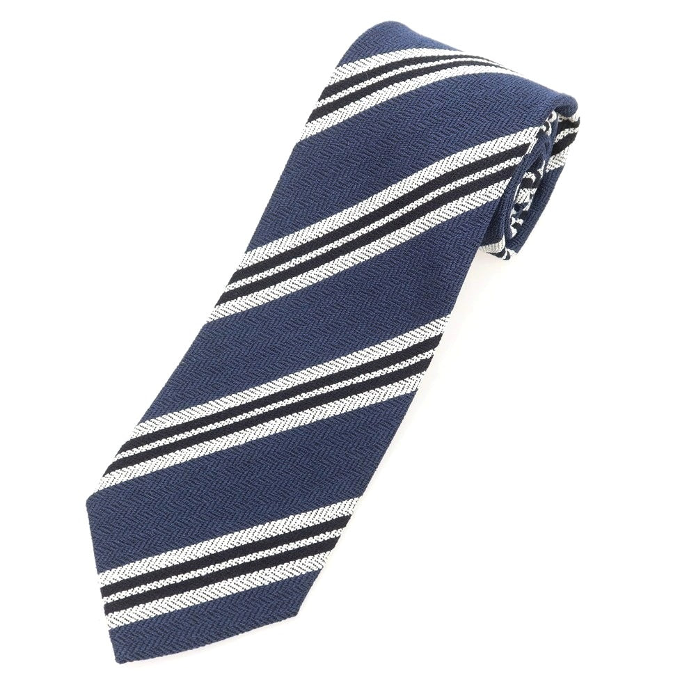 ニッキー nicky シルク ストライプ柄ネクタイ ライトネイビーxホワイト