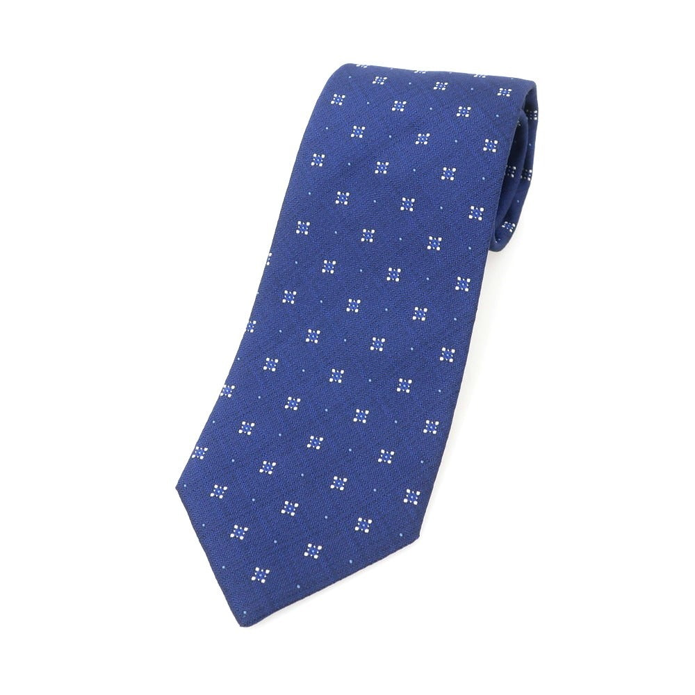 ルイジ ボレッリ Luigi Borrelli シルク 小紋柄ネクタイ ダークブルー