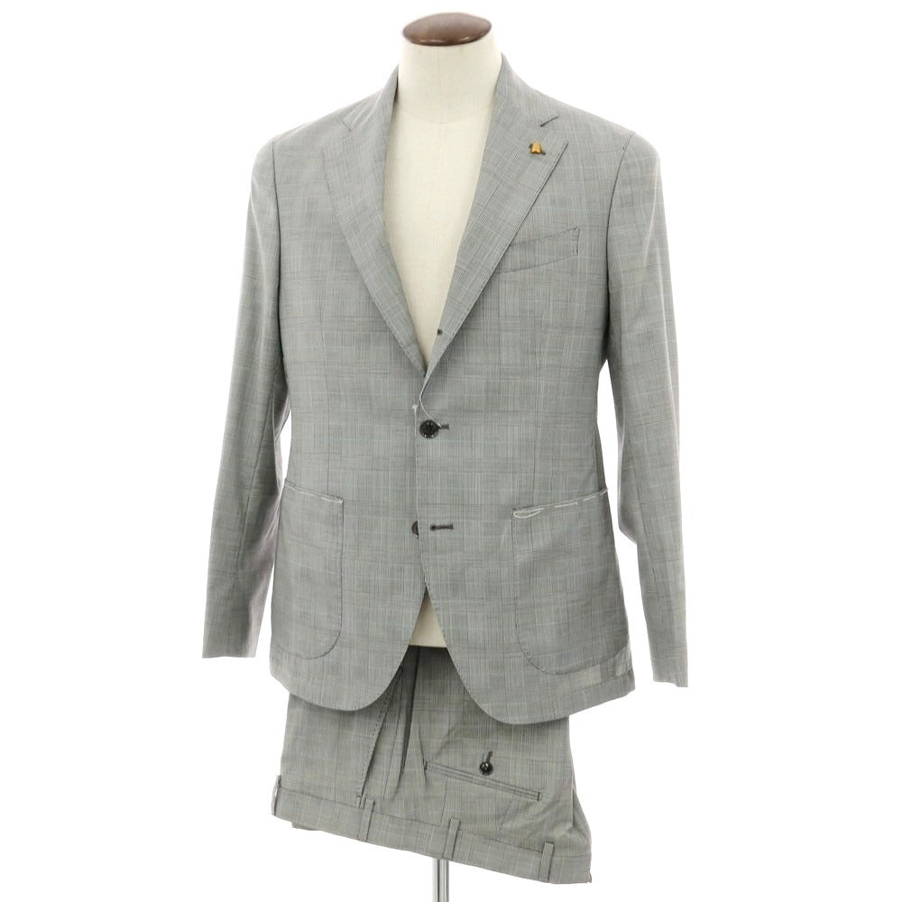 サルトリア ラトーレ SARTORIA LATORRE グレンチェック ストレッチウール 3つボタンスーツ グレー