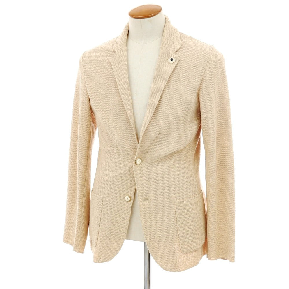 ラルディーニ LARDINI コットン 2B ニットジャケット ベージュ