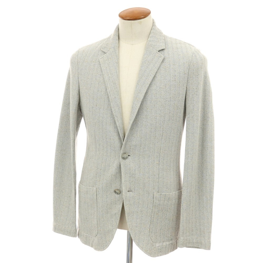 ファルコネリ Falconeri コットンリネンナイロン 2B ニットジャケット ライトグレー