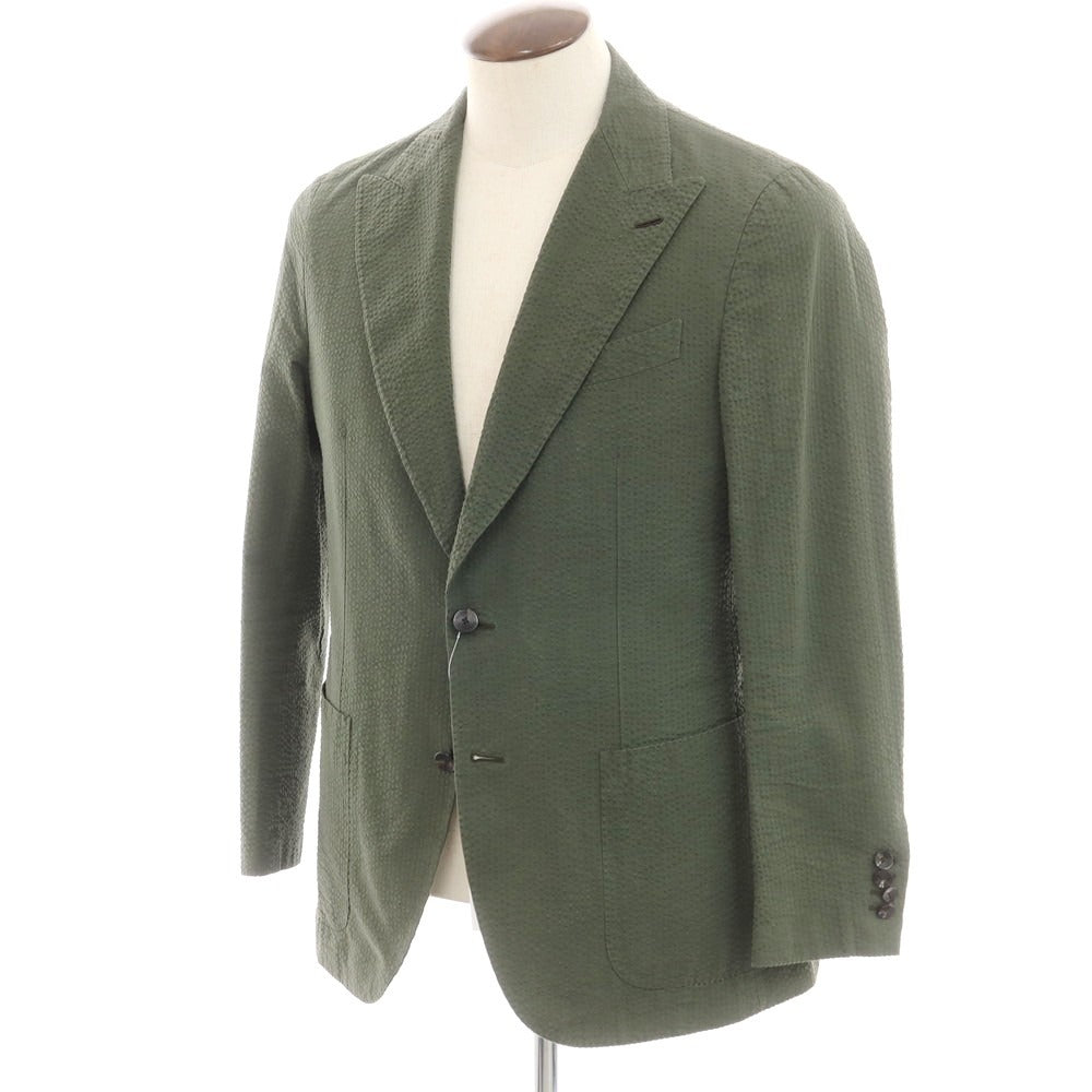 カルーゾ CARUSO butterfly コットンサッカー 2B カジュアルジャケット オリーブ